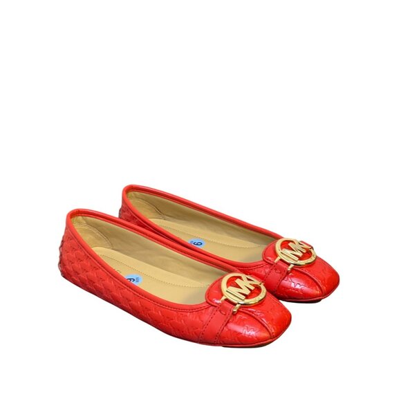 Michael Kors Red Embossed Leather Ballet Flats Size 6 - Picture 2 of 8